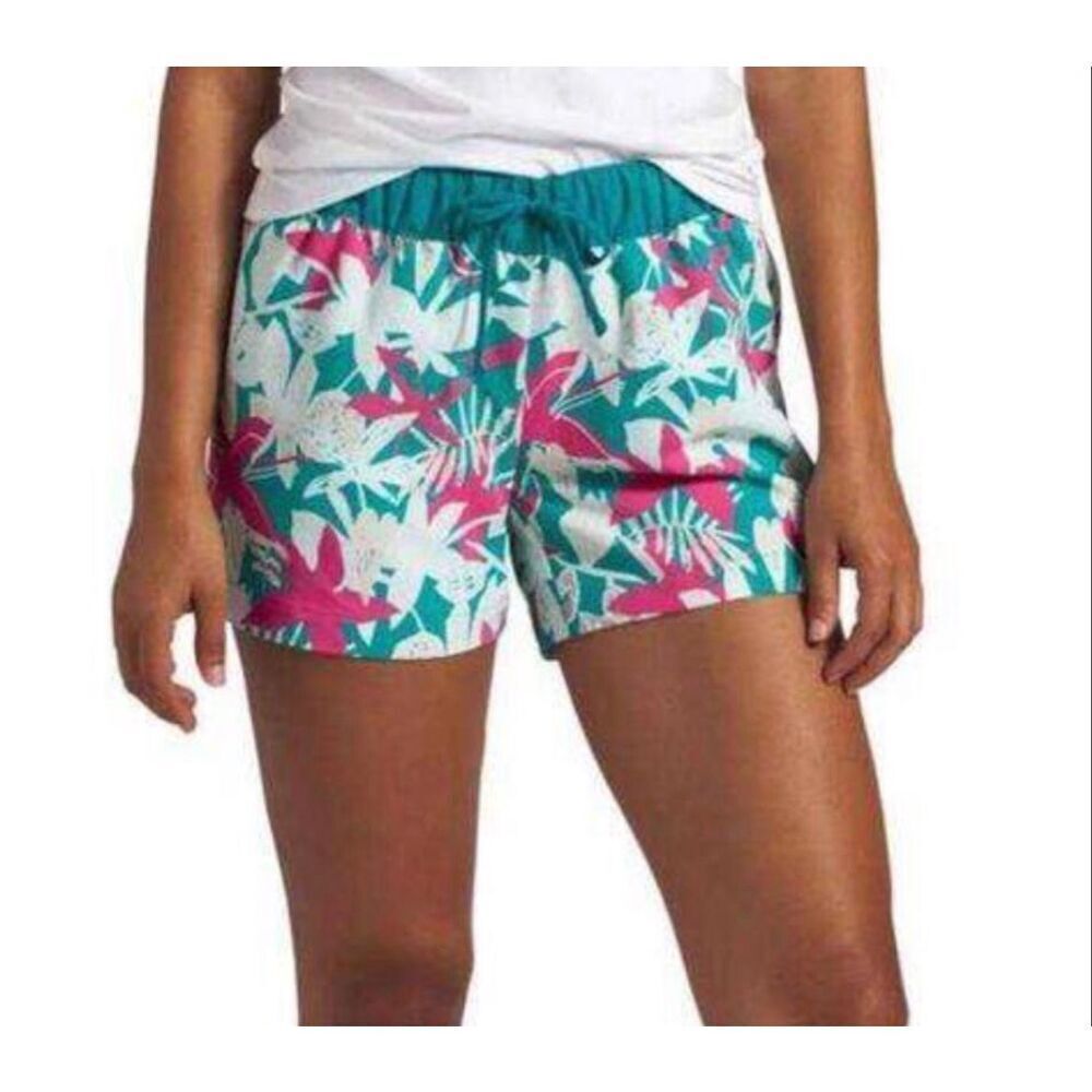 The North Face Class V shorts in a teal and pink floral print women’s XL